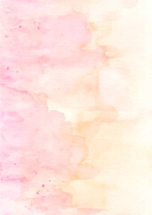 Soft pink yellow abstract texture background with watercolor