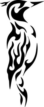 Woodpecker Symbol Logo. Vector simple tattoo Illustration.