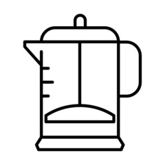 Linear simple french press coffee maker icon vector illustration cooking fresh hot morning beverage