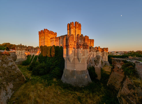 Coca Castle at sunset, province of Segovia, Spain.