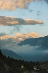 mountains In the Baksan gorge in the evening