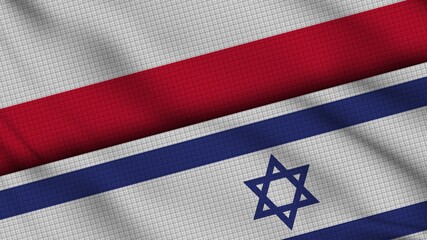 Poland and Israel Flags Together, Wavy Fabric, Breaking News, Political Diplomacy Crisis Concept, 3D Illustration