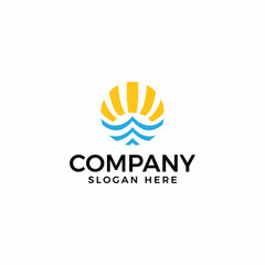 Sea with sun logo.