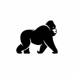 Simple flat gorilla silhouette vector.