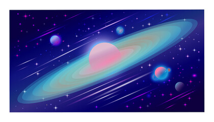 planet of rings/ RGB web Illustration