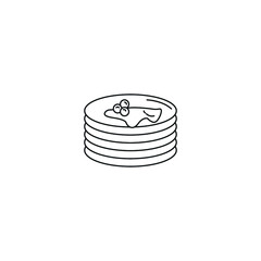 Pancakes icon. American breakfast sign. Food with maple syrup symbol. Download arrow, lamp, learn book and award medal icons.