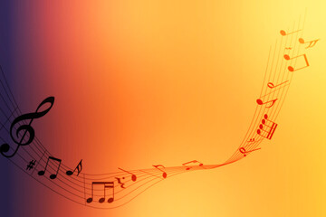  musical theme illustration on orange background