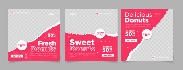 Sweet and delicious Doughnuts square flyer template