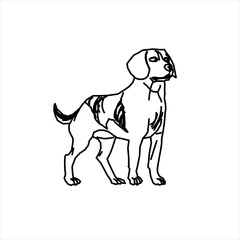 Vector design sketch of a dog again looking up