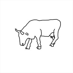 Vector design sketch of a bull eating