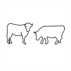 Vector design of sketch of two cows