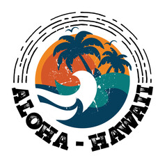 Aloha. A typographical design for aloha and Hawaii. Grunge design aloha Hawaii. © inpiksel