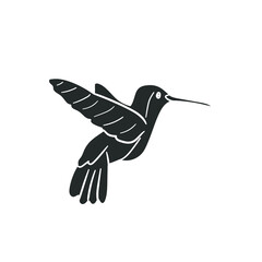 Humming Colibri Bird Icon Silhouette Illustration. Little Animal Vector Graphic Pictogram Symbol Clip Art. Doodle Sketch Black Sign.