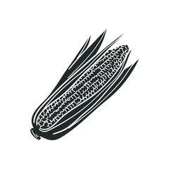 Corn Food Icon Silhouette Illustration. Agriculture Product Vector Graphic Pictogram Symbol Clip Art. Doodle Sketch Black Sign.