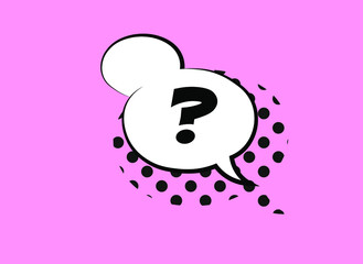 Comic chat cloud element question mark on the pink background