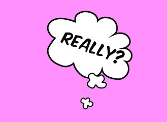 Comic chat cloud element  on the pink background 