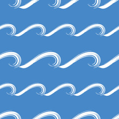 Seamless pattern of decorative abstract drawn waves design elements