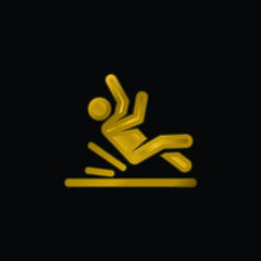 Accident gold plated metalic icon or logo vector