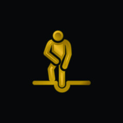 Accident gold plated metalic icon or logo vector