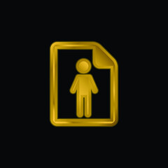 About Successful Man gold plated metalic icon or logo vector