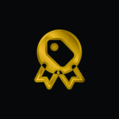 Badge gold plated metalic icon or logo vector