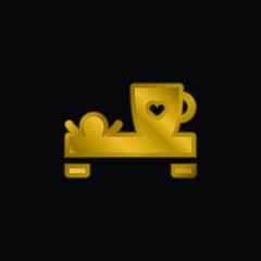 Bed And Breakfast gold plated metalic icon or logo vector