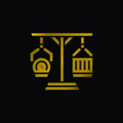 Balance gold plated metalic icon or logo vector