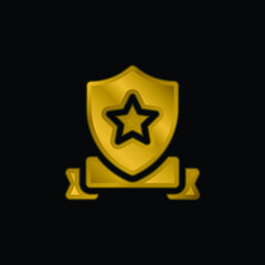 Badge gold plated metalic icon or logo vector