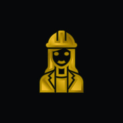 Architect gold plated metalic icon or logo vector