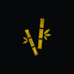 Bamboo Canes gold plated metalic icon or logo vector