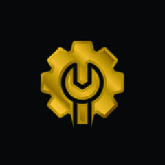 Admin gold plated metalic icon or logo vector