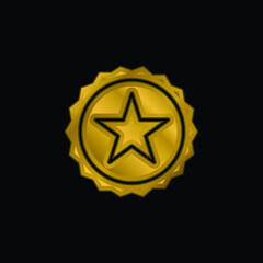 Award gold plated metalic icon or logo vector