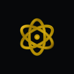 Atomic gold plated metalic icon or logo vector