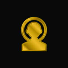 Astronaut gold plated metalic icon or logo vector