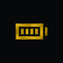 Battery gold plated metalic icon or logo vector
