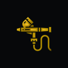 Airbrush gold plated metalic icon or logo vector