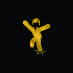 Ankle Sprain gold plated metalic icon or logo vector