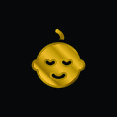 Baby Boy gold plated metalic icon or logo vector