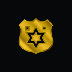 Badge gold plated metalic icon or logo vector