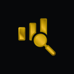 Analytics gold plated metalic icon or logo vector