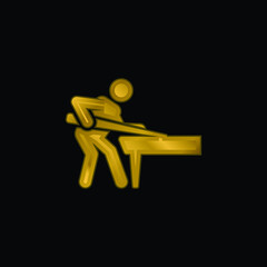 Billiard gold plated metalic icon or logo vector
