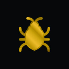 Big Bug gold plated metalic icon or logo vector