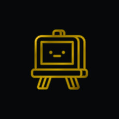 Naklejka premium Blackboard gold plated metalic icon or logo vector