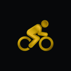 Bicycle gold plated metalic icon or logo vector