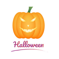 Halloween pumpkin with scary face. Vector illustration.