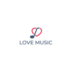logo design love music, heart, note, symbol vector.