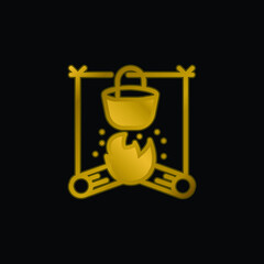 Bonfire gold plated metalic icon or logo vector