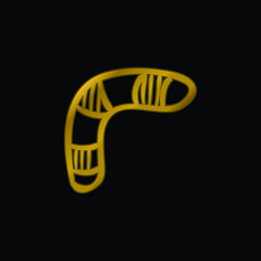 Boomerang gold plated metalic icon or logo vector