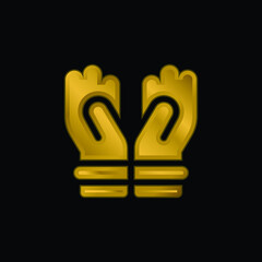 Bless gold plated metalic icon or logo vector