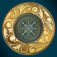 Golden ornate decorative vintage emblem